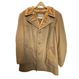 Strato Suede Men's Suede Coat Fur Lined Tan Size 46XL
